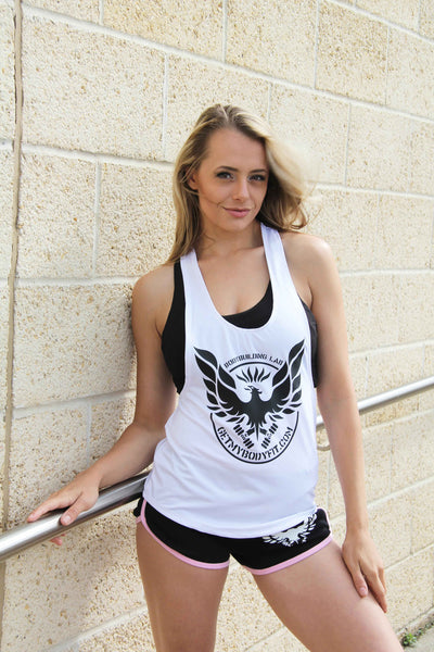 Getmybodyfit WHITE AND BLACK womens Racer back gym vest