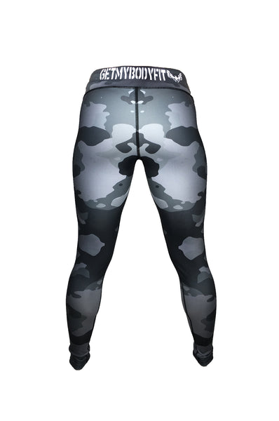 Women's Grey camo gym leggings - by getmybodyfit – Getmybodyfit