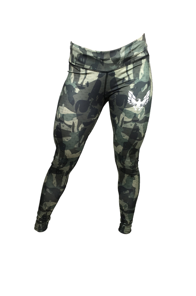 Women's green camo gym leggings - by getmybodyfit – Getmybodyfit