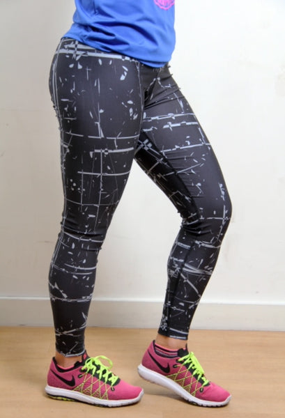 Women's Black and Grey GetMyBodyFit Ladies Gym Leggings