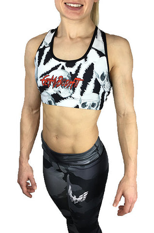 Women's skull sports bra t back by getmybodyfit