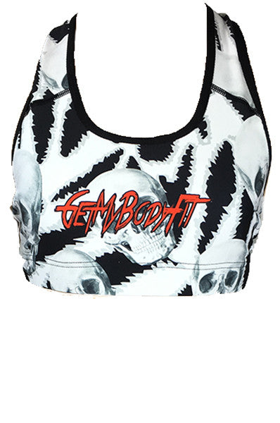 Women's skull sports bra t back by getmybodyfit